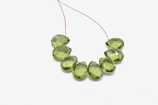 Green Amethyst teardrop briolettes,7x10mm Teardrop,Amethyst Pear Briolettes Supplies,Craft Supplies,Amethyst Micro Briolette Bead,Green pear