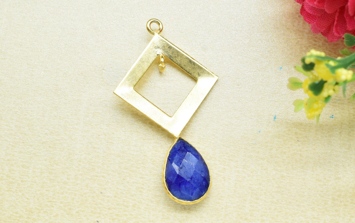 Natural Sapphire Designer Pendant/Teardrop Pendant/Blue Sapphire Faceted Gemstone/Sapphire Earring/Handmade Jewellery Essentials/B'day Gift