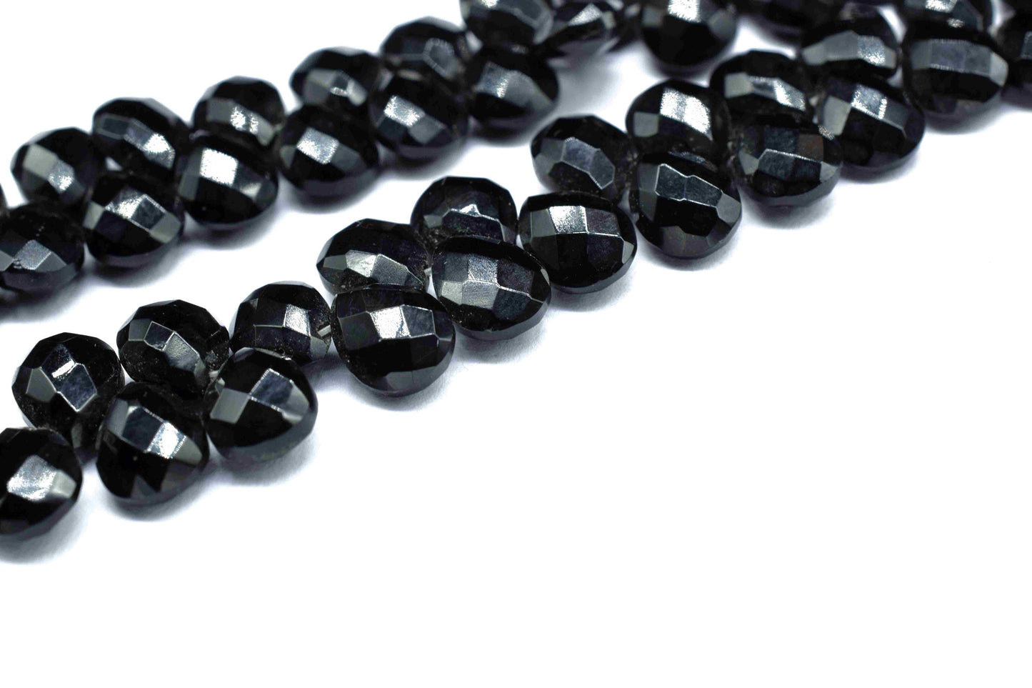 Black Onyx 6x8mm Pear Shape Briolettes,Gemstone Faceted Pear Shape Beads,6 Inch Strand,Black Onyx Faceted Teardrop,Black Onyx Strand Jewelry