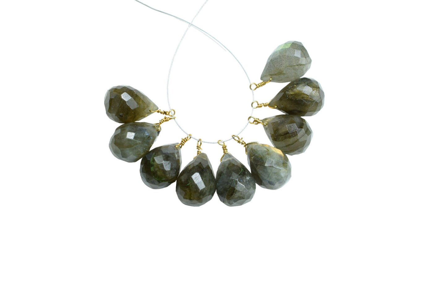 Flashy Labradorite 10x14mm Faceted Drops Wire Wrapped Gemstone,Labradorite dainty dangle drops,Grey Gemstone Connector Charm,mom's Gifts