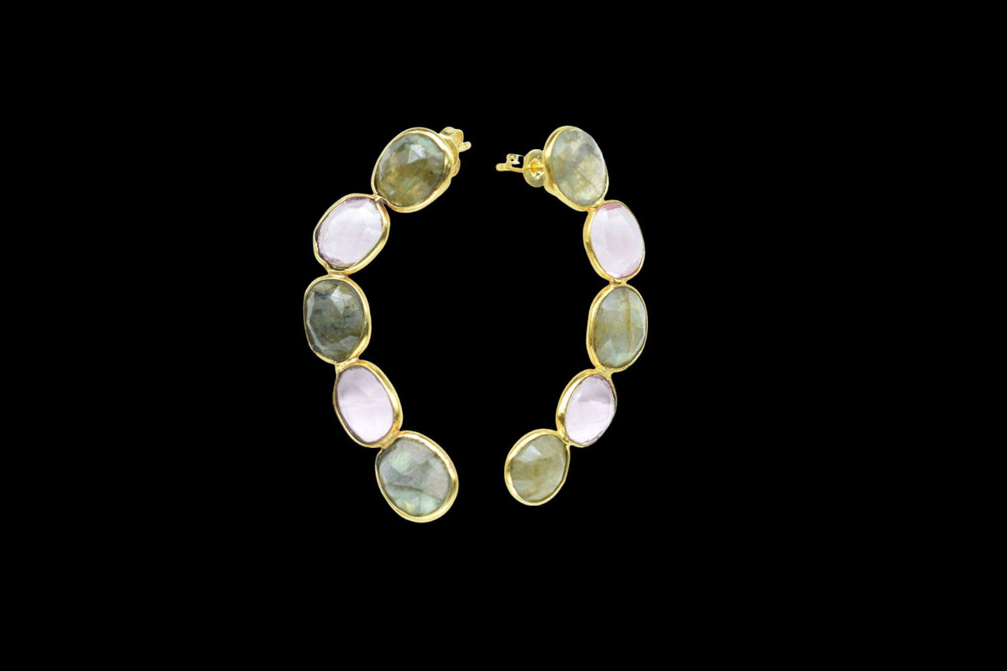 Gemstone Labradorite Earring/Double Stone Earring/Pink Amethyst Earring/Long Earring/Bridal Earring/Bridesmaid earring/Women Earring/Gift