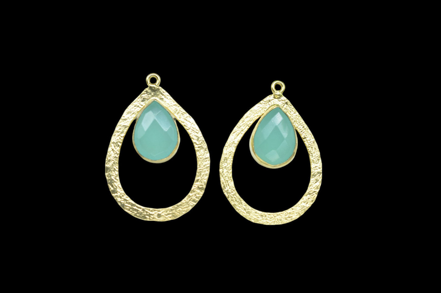 Aqua Chalcedony Gemstone Pendant/Pear Shape Pendant/Bezel Pendant/Jewelry making Stone/Gold Plated Jewelry/Connector Jewelry/Handmade/Gift