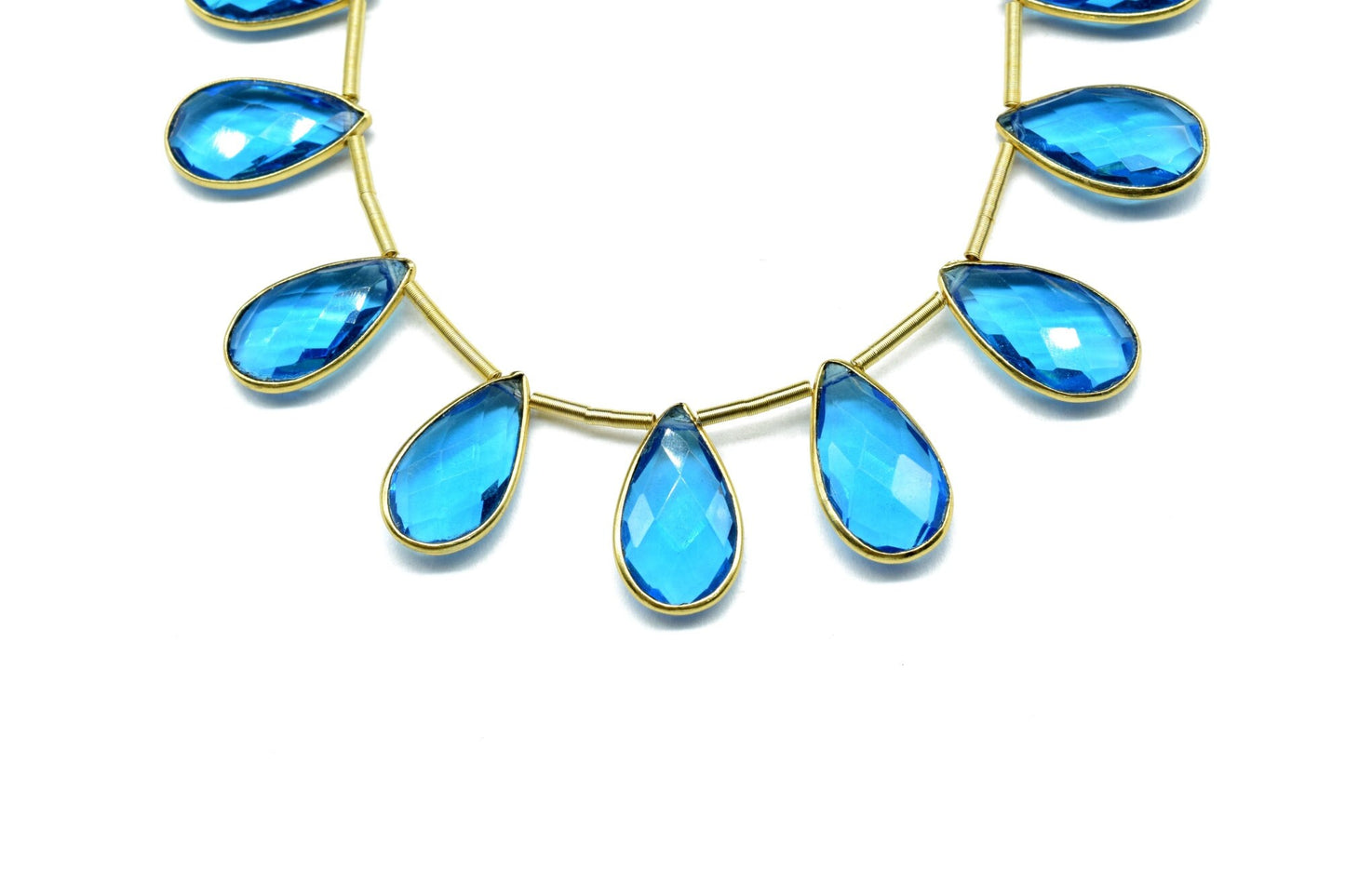 London Blue topaz Pear Shape Gold Plated Bezel strand,10x18mm pear Charms Making Jewelry Findings Supply, Topaz charms strands,