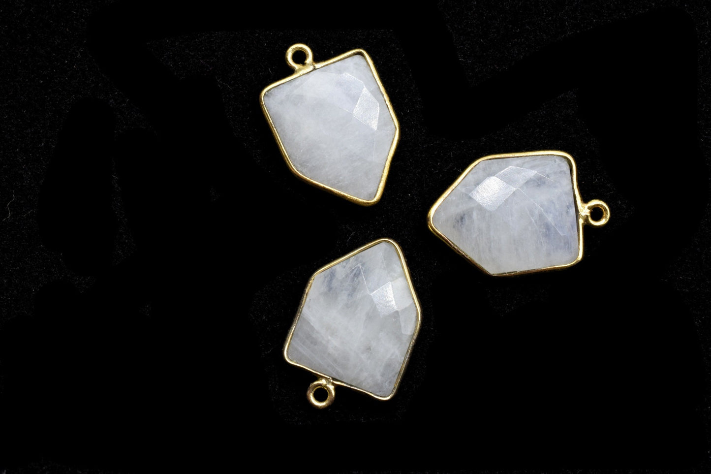 Moonstone 13x17mm Bezel charm,White rainbow fancy pendant,Rainbow Gold Plated bezel,Brass Charms Connector,Rainbow Jewelry Making charms,
