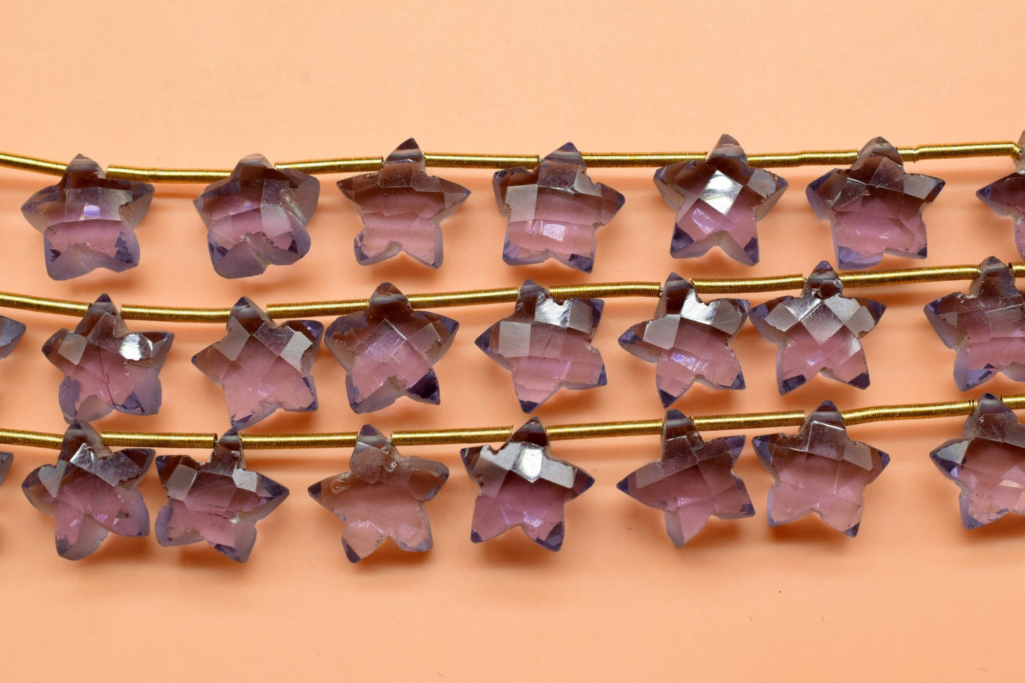 Amethyst Star Shape Faceted Briolette| Carved Drill Star Briolette 4 inch Strand | 10 Pieces | Side Drill |Gemstone Beads for jewelry making