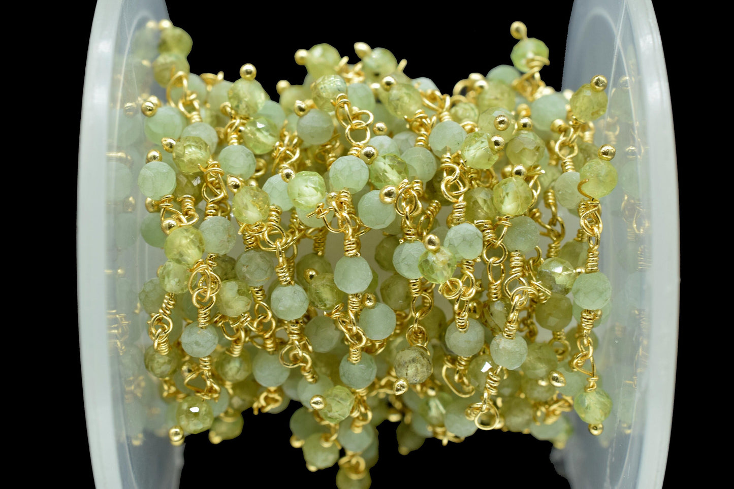 Natural Peridot Cluster Rosary Chain,Wire Wrapped Necklace Chain,Peridot 3mm Dangling Chain,Gemstone Rosary Chain,Handmade Jewelry Carft