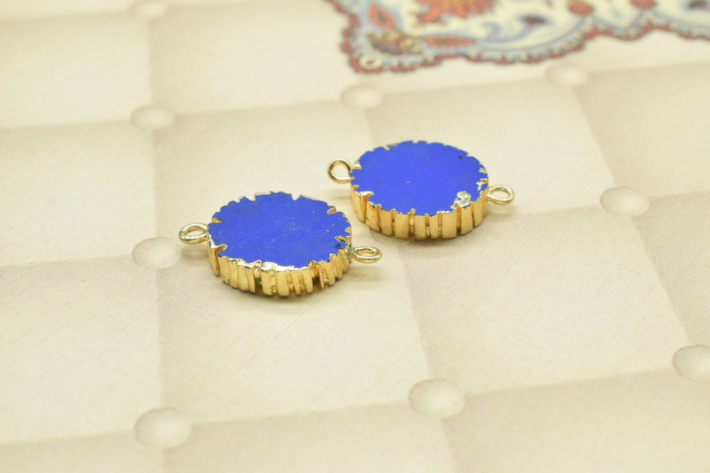 Lapis Lazuli Double Bail Connector,Cabechon Pendant Charms,Handmade Pendant,Station Connectors Jewelry,Oval Shape Pendant,Gemstone Component