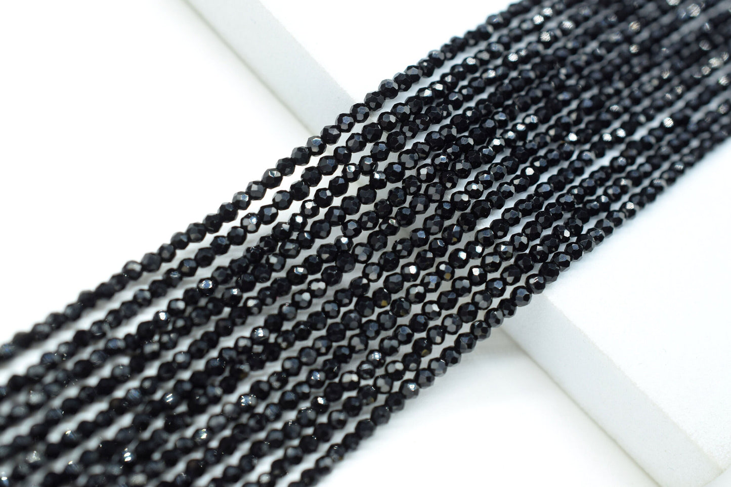Black Onyx Faceted Beads/Beads Strand/Jewerly Making Beads/2mm Black Onyx Beads Strand/Loose Beads/Rondelle Beads/Full Strand Beads/Gift