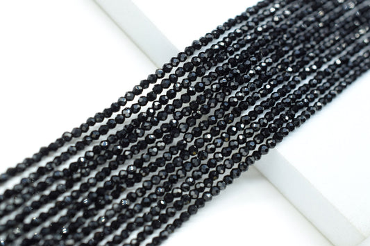 Black Onyx Faceted Beads/Beads Strand/Jewerly Making Beads/2mm Black Onyx Beads Strand/Loose Beads/Rondelle Beads/Full Strand Beads/Gift