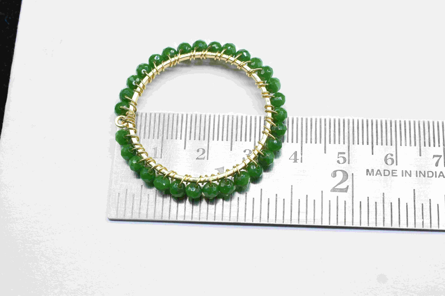 Natural Emerald Beaded Hoops Earring, Circle Pendant Component, Wire Wrapped Dangle Connector, Handmade Earring,Findings Component Jewelry