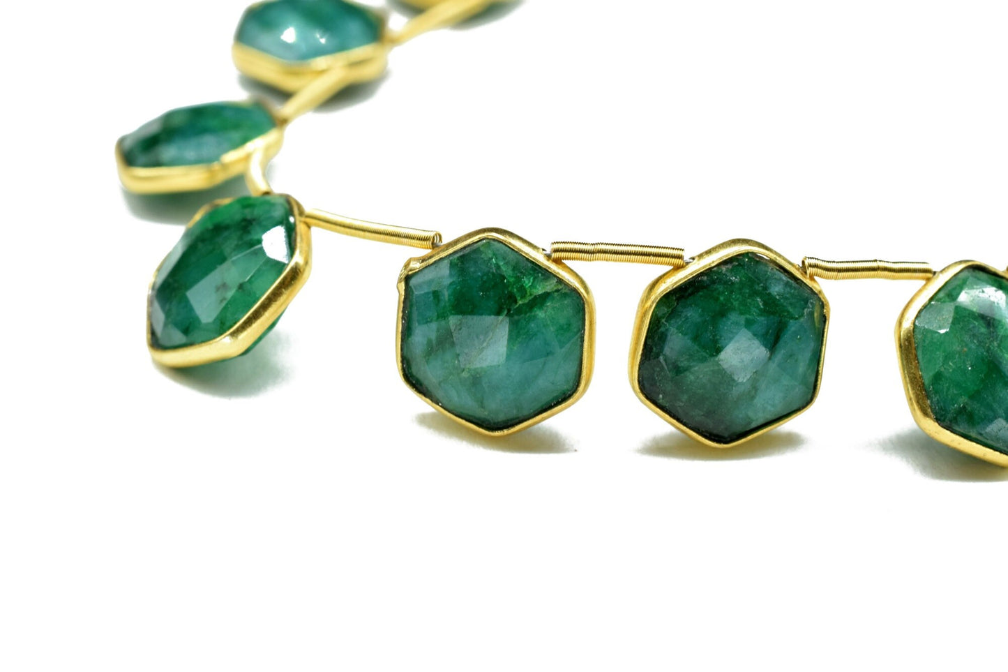 Emerald 10mm Faceted Hexagon Shape Single Bail Connector strand,Single Bail Charm,Emerald Faceted Gemstone JewelryMaking Component