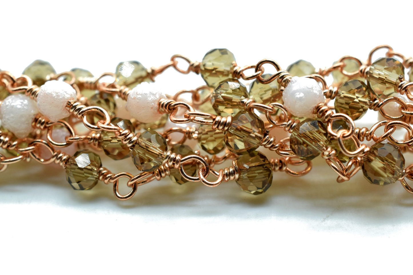 3-3.5 mm Faceted Smoky Quartz Gold Plated Rosary Chain, Wire Wrapped Rosary , Beaded Chain, Chain By Foot,Finding Beads Supplies,pearl chain