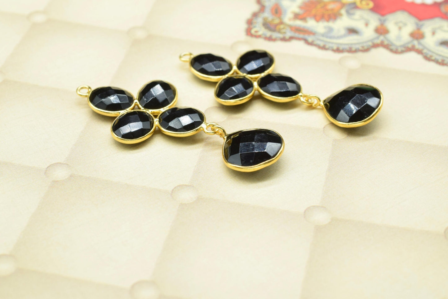 Black Onyx Dangle Earrings,Multi Stone Dangle Earring,Statement Earring,Gemstone Bezel Earring,Black Onyx Drop Earring,Handmade Jewelry Gift