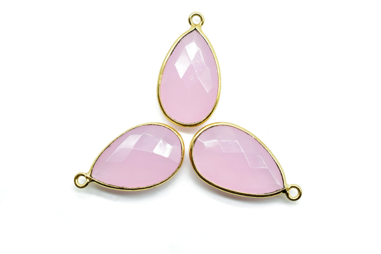 Pink chalcedony 12x20mm Pear shape charm,Checker Board cut Pink Chalcedony Pendant,Hot Pink charms,Fuchsia Pink Chalcedony Pear Briolettes