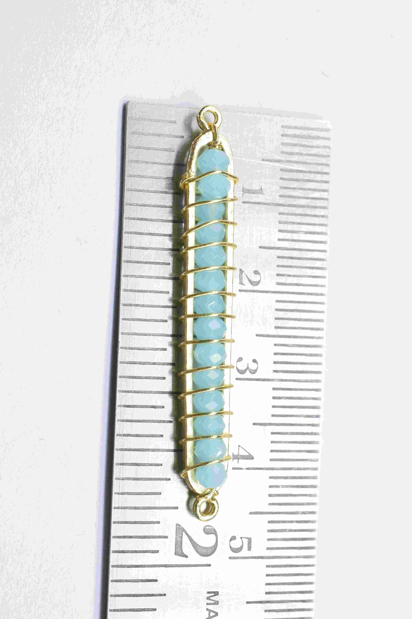 Aqua Chalcedony beaded Bar Finding Connector,Bar Pendant Necklace,Aqua Bar Bracelet,Beaded Bar Finding Component,Aqua Quartz jewelry,Gift