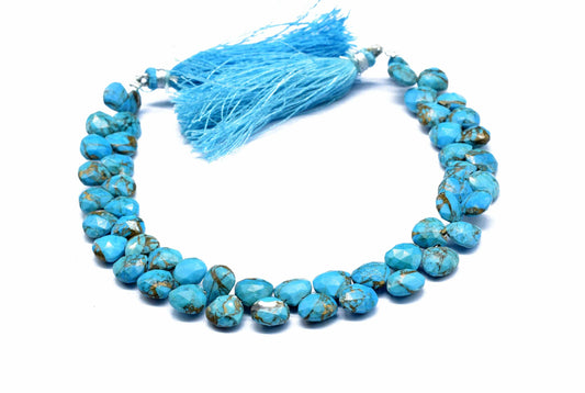 Natural Copper Turquoise 10mm Faceted Heart Shape Briolette,Turquoise Heart Shape Briolette,Copper Turquoise Jewelry,Jewelry Making supplies