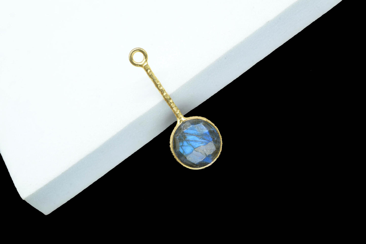 Labradorite Pendant/Gemstone Component/Single Bail Charm/Necklace Pendant/Round Shape Charm/Wholesale Supply/Gold Plated Jewellery/Gift