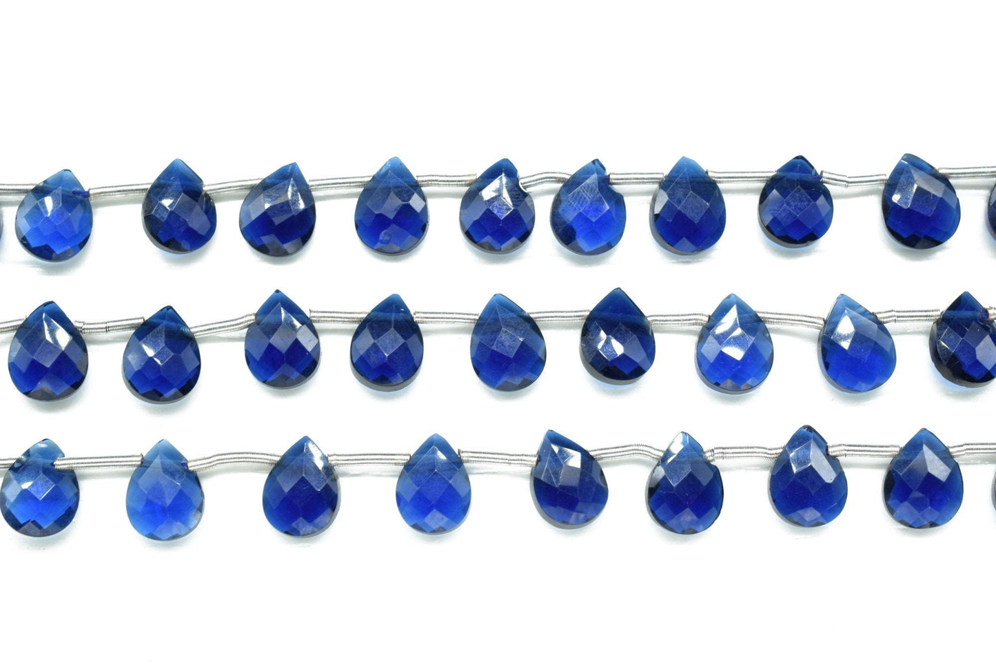 Blue Sapphire Faceted briolette Strand,Blue Sapphire Beads Strand,Handmade Jewelry Making Supplies,Gemstone drilled Teardrop Briolettes,Gift