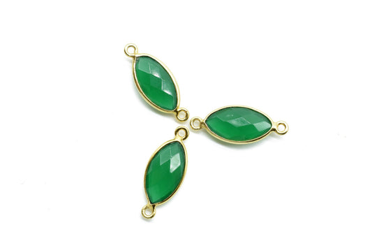 Green Onyx 8x16mm marquise shape double bail Connector,Green Onyx Double Bail,Jewelry making supplies,Double Bail Charm Pendant, Bezel Link