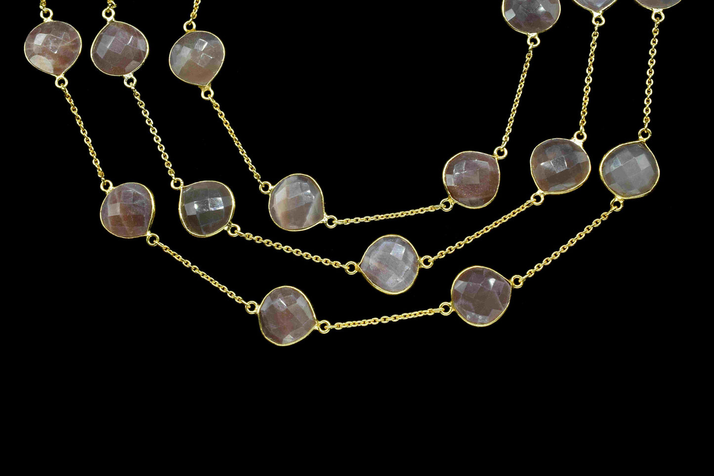 Peach Moonstone 12mm Heart Shape Bezel Chain,Peach Moonstone Connectors Link Chain,Handmade Bezel Link Chain,Gold Plated Bezel Link Chain