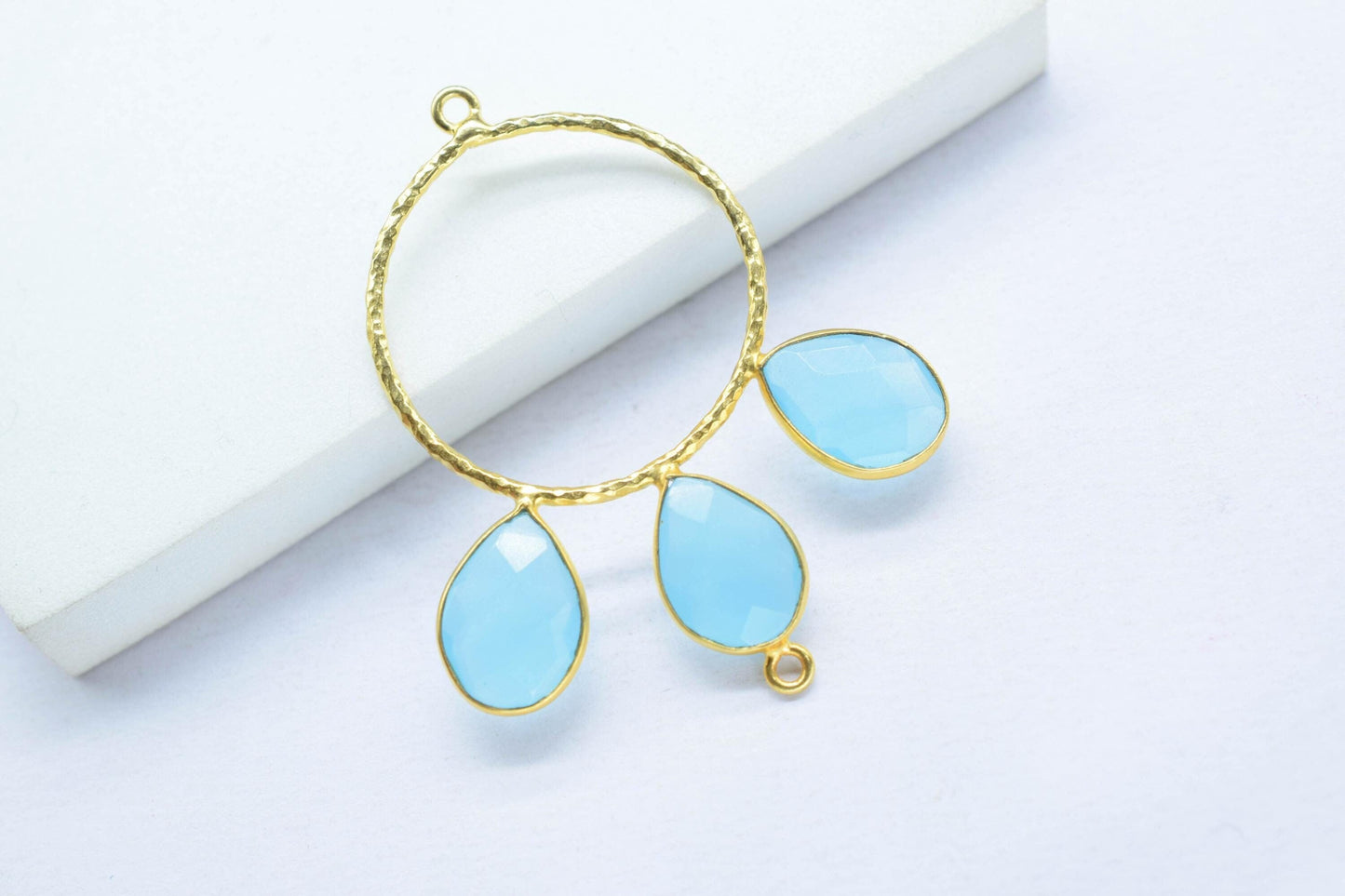 Peru Chalcedony Pendant/Gold Plated Jewellery/Connector Jewellery/Gemstone Jewellery/Brass Connector Jewellery/Double Bail Pendant/Gift