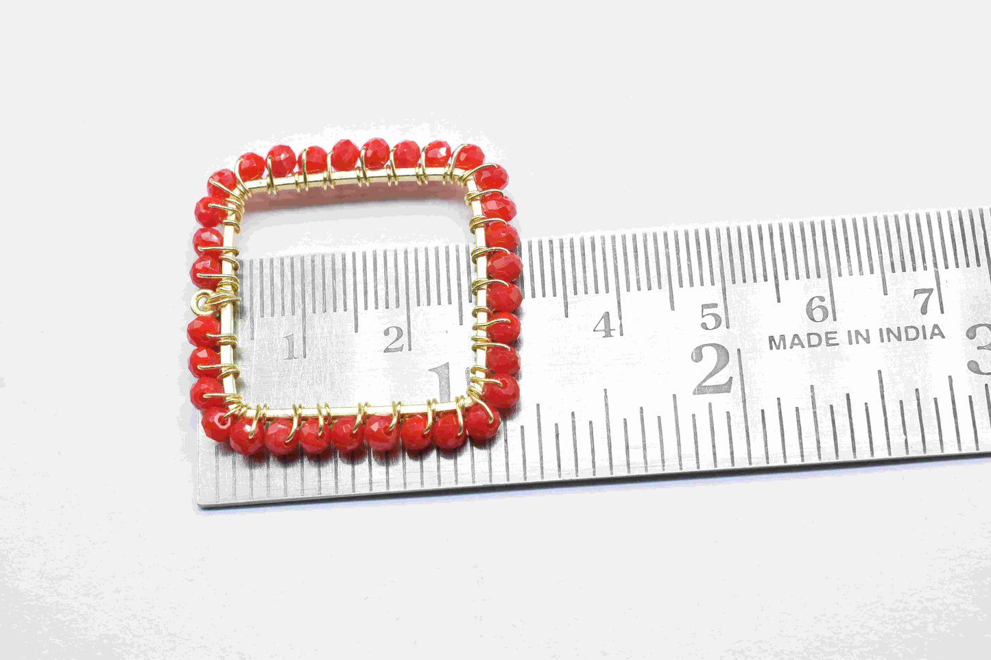 Red Coral Wire Wrapped Dangle Earrings,Component Jewelry,Red Coral Square Shape Pendant,Gemstone Component Dangle,Component Finding Necklace