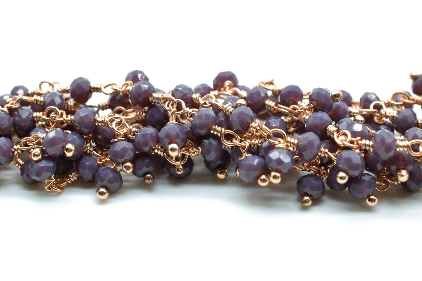 Purple Chalcedony Cluster Rosary Chain,Handmade Jewelry Making Wire Wrapped Beaded Chain By Foot, Necklace, Chalcedony CLUSTER Rosary chain