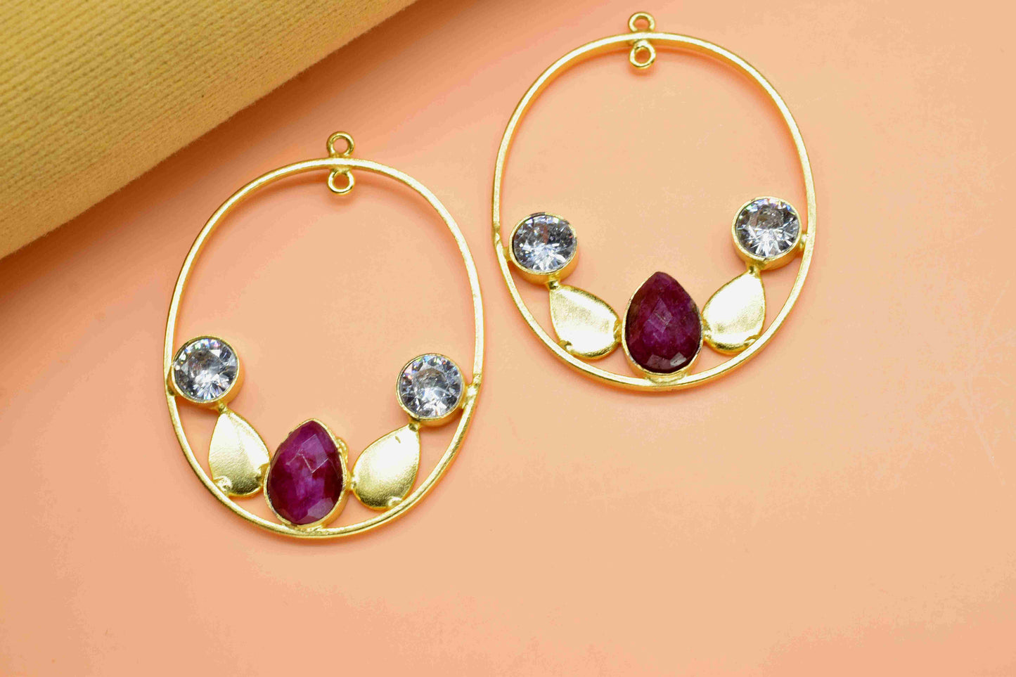 Multi Gemstone Ruby 7x10mm Teardrop Pendant,Finding Oval Shape Component Jewelry,Zircon Gemstone Round Shape Earring ,Handmade Necklace,Gift