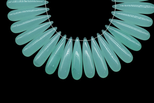 Aqua Chalcedony Long drop 8x30mm smooth Briolettes,Top Drilled Gemstone Teardrops,Chalcedony Teardrop Beads For Jewelry Making Supplies