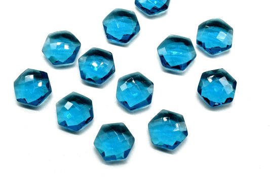 Blue Topaz Hexagon Faceted Beads,Blue Topaz 15mm Hexagon Briolettes,Blue Topaz Hexagon Beads,15mm Hexagon Briolettes Beads,wholesale beads