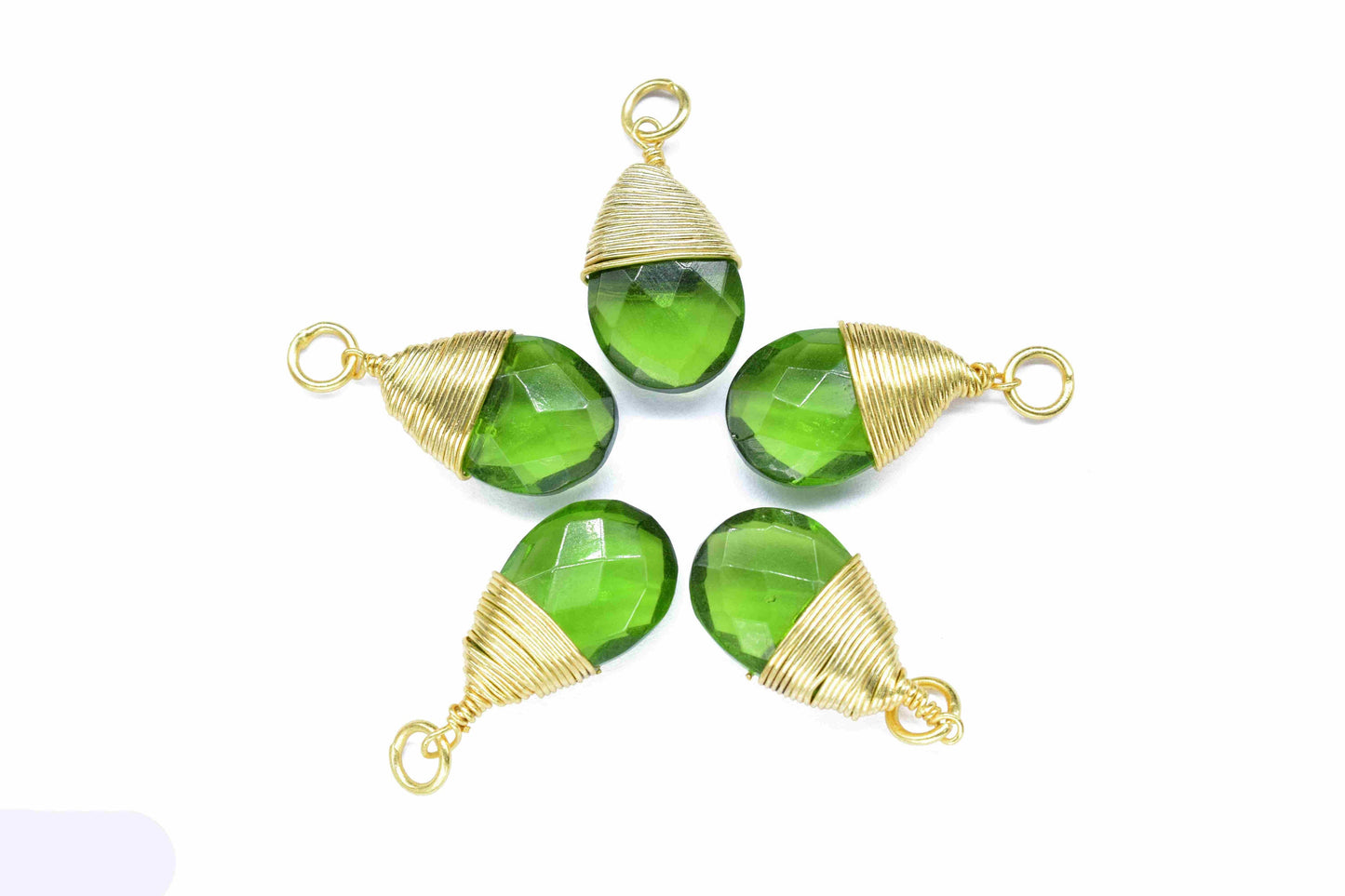 Peridot Teardrop Faceted Connector,Green Gemstone Wire Wrapped Pendant,Loop Connector,Pendant Jewelry,Wire Wrapped Necklace,Peridot Jewelry