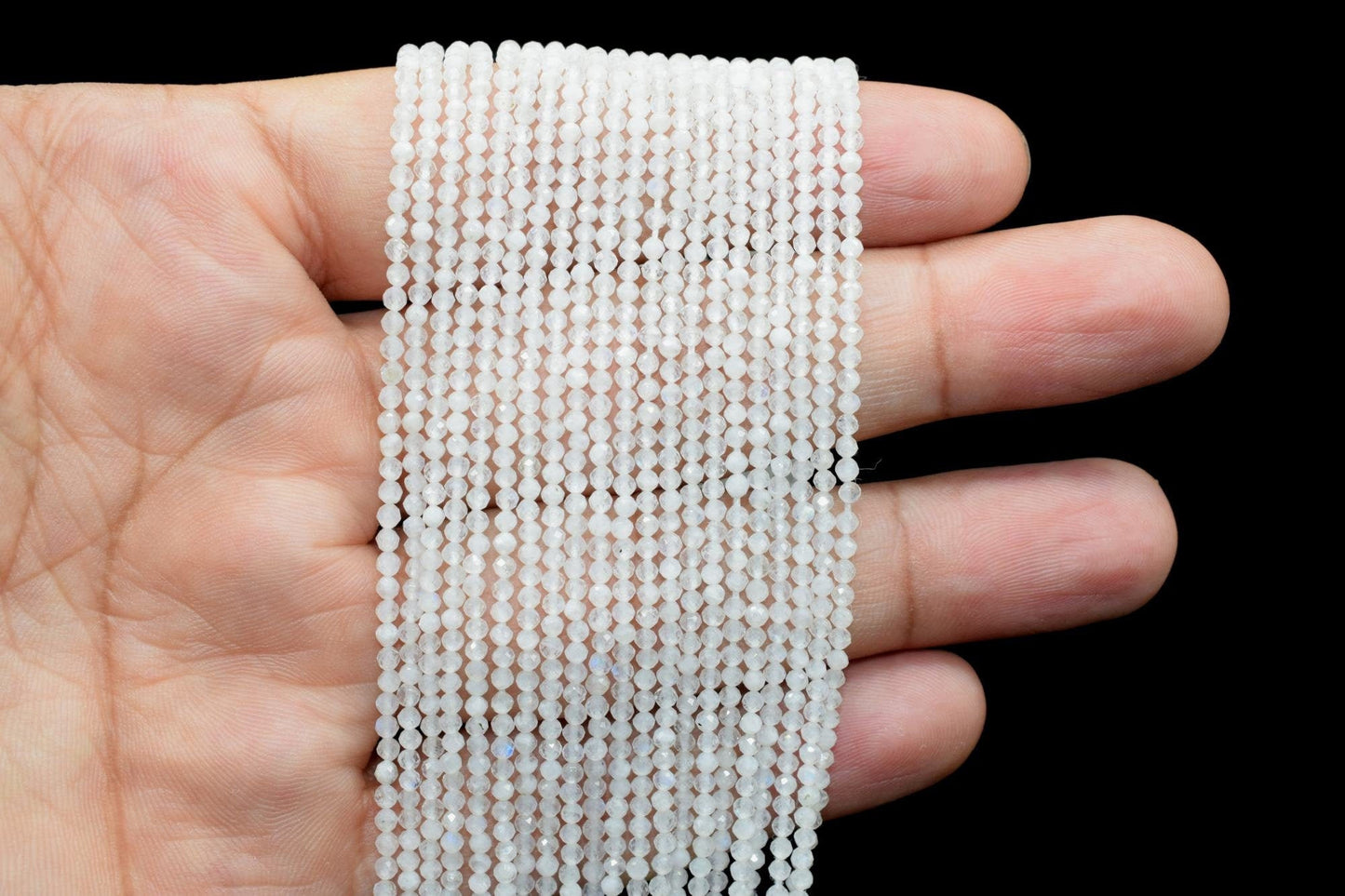 Moonstone Rondelle Faceted Beads,Small Size beads,White Gemstone beads,Tiny Spacer Beads,Rainbow beads,micro faceted beads,Rondelle beads