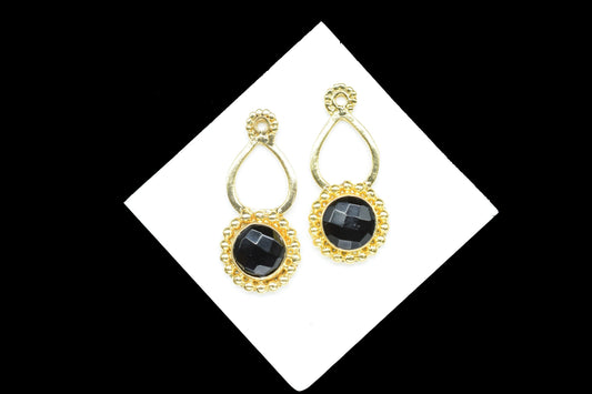 Black Onyx Designer Pendant/Jewelry making Stone/Black Onyx Pendant Charm/Onyx Handmade Jewelry Component/Round Shape Stone/Connector/Gift