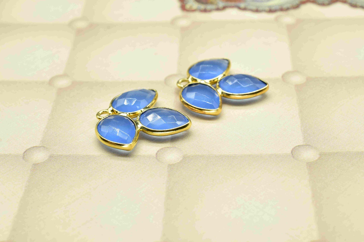 Blue Chalcedony component,Blue Quartz Bezel Component,Blue Quartz Jewelry Making,Handmade Jewelry,Gemstone Component,Attached Bezel Pendant