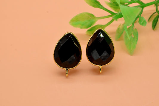 Black onyx Earring Connector,Onyx Connector,Jewelry Making Supply,Ear Post Studs Connector,Earring supplies,Black Onyx Studs,Onyx Jewelry