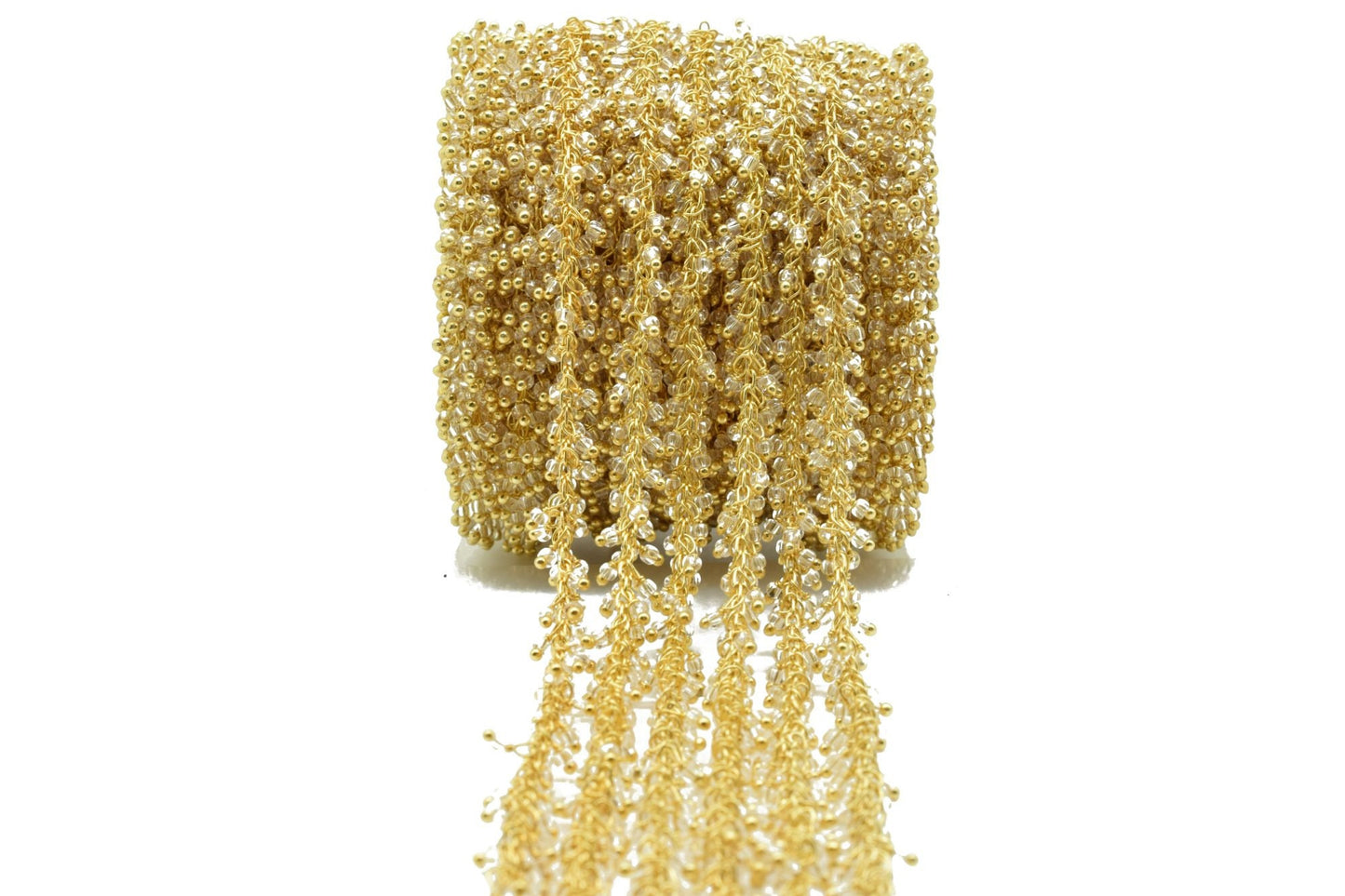 Crystal 2mm cluster chain,Crystal Dangling Chain,Crystal cluster Chain with Gold PlatedWire,Brass cluster beaded chain,Crystal vermeil chain