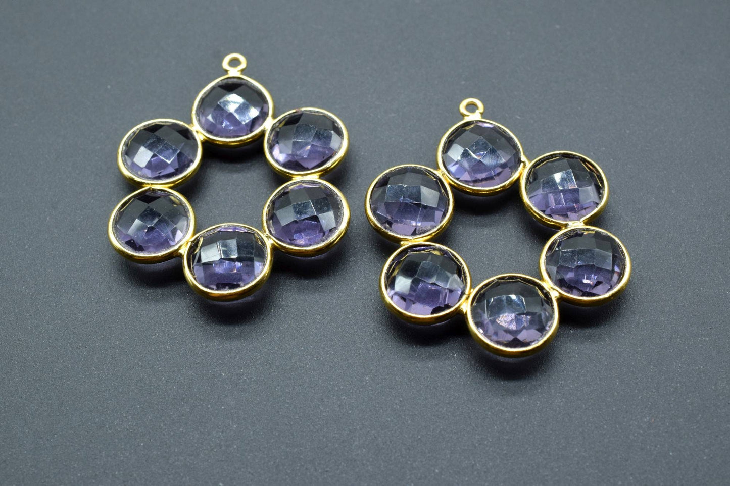 Amethyst Round Attached Bezel Pendant,Attached Bezel Earring,Amethyst Necklace Pendant,Amethyst Earring,Charm Pendant,DIY Jewelry Making