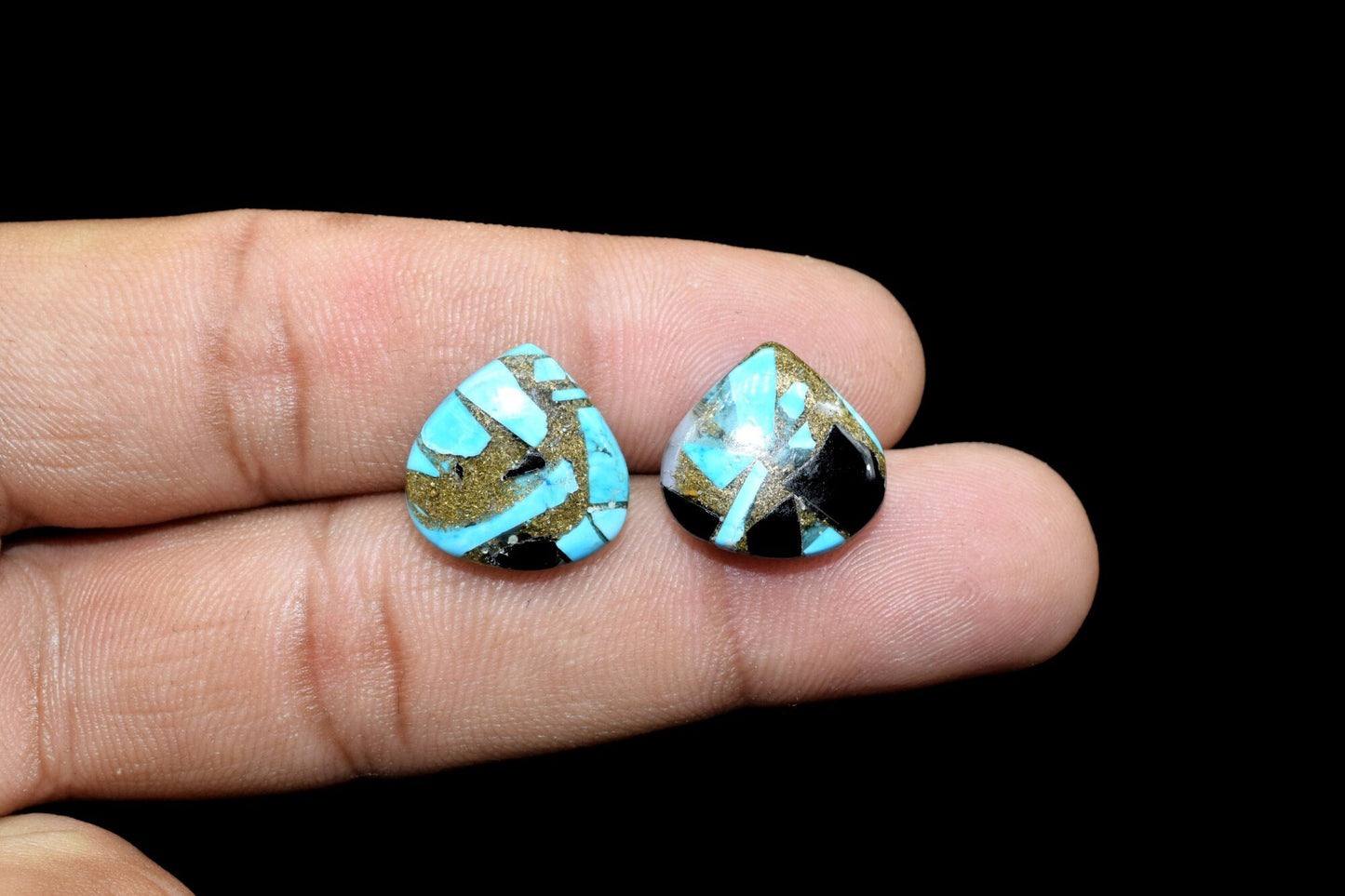 BLACK COPPER TURQUOISE Smooth Heart Shape Briolettes,14mm size.Rare Copper Turquoise Smooth Heart Shape Briolettes | Rare Copper Turquoise