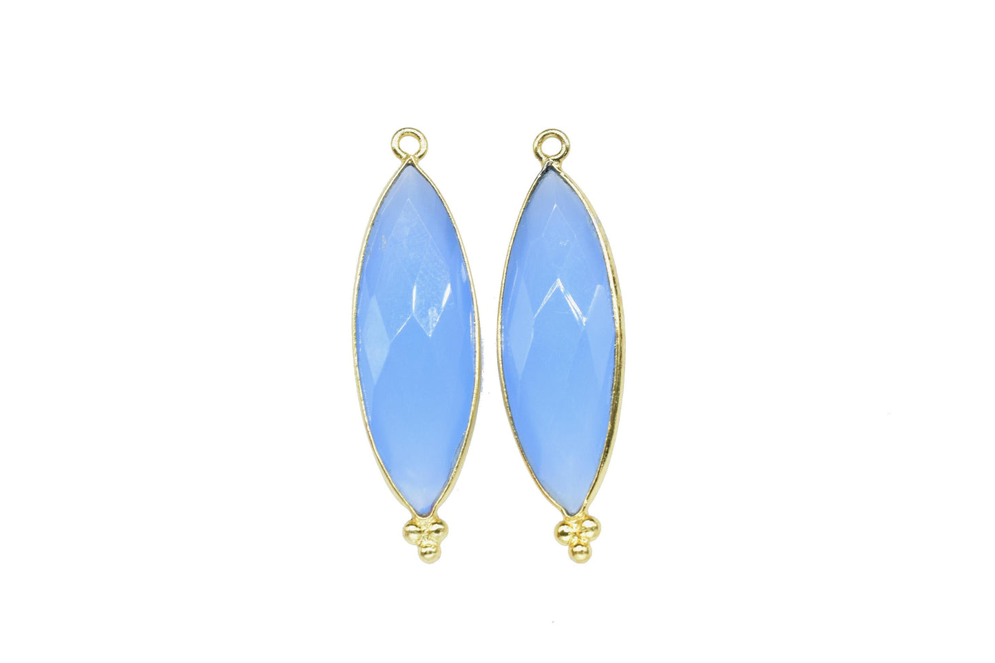 Blue Quartz 10x30mm Bezel charms,Blue Quartz Gemstone Connector,Station Bezel Link Jewelry Supplies,marquise Shape Pendant,Blue Quartz Gift