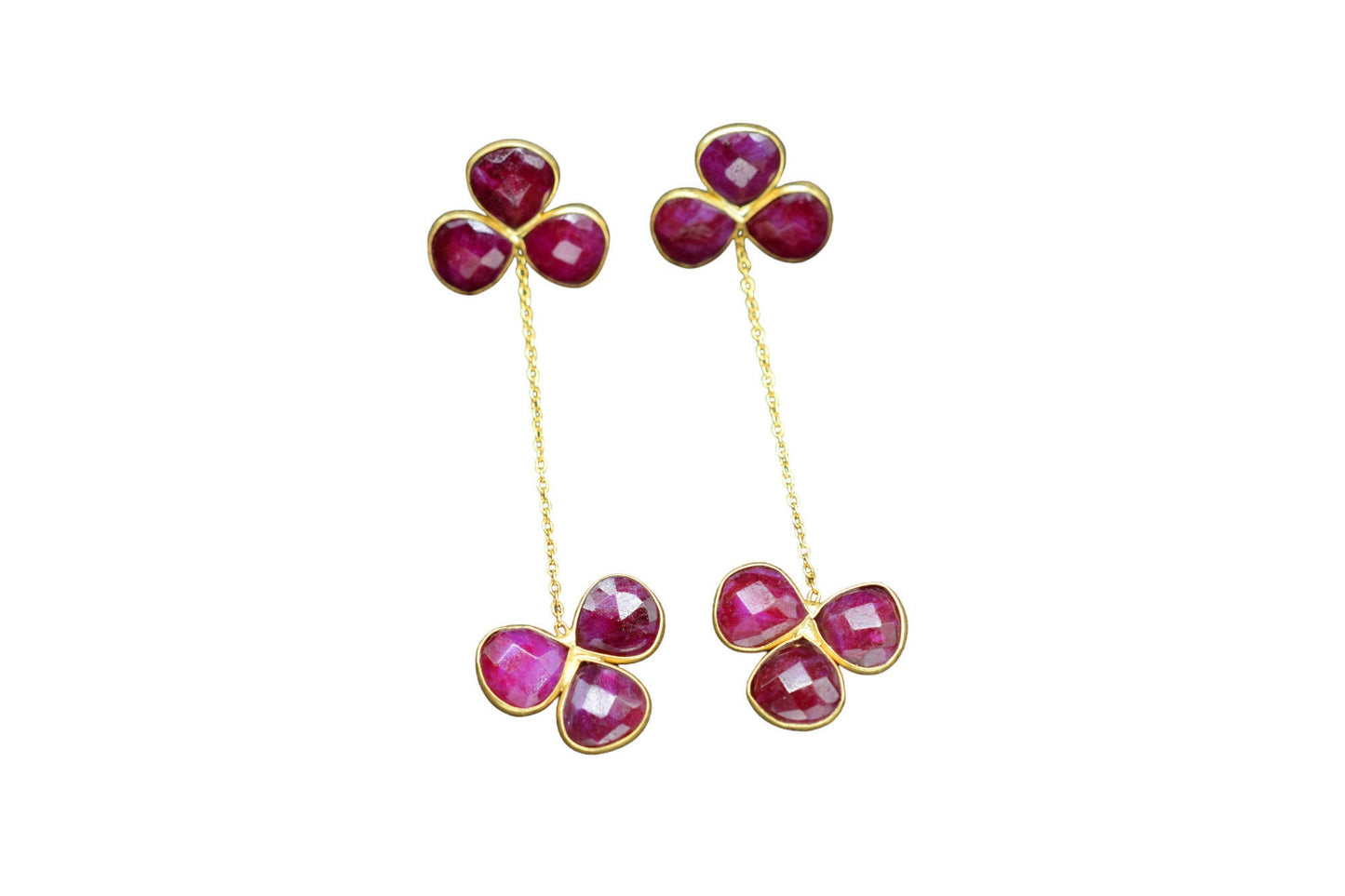 Natural Ruby Gemstone Earring/Bridal Earrings/Gold Plated Earring/Dangle Earring/Gold Plated Jewelry/Statement Earrings/Bridesmaids Gifts