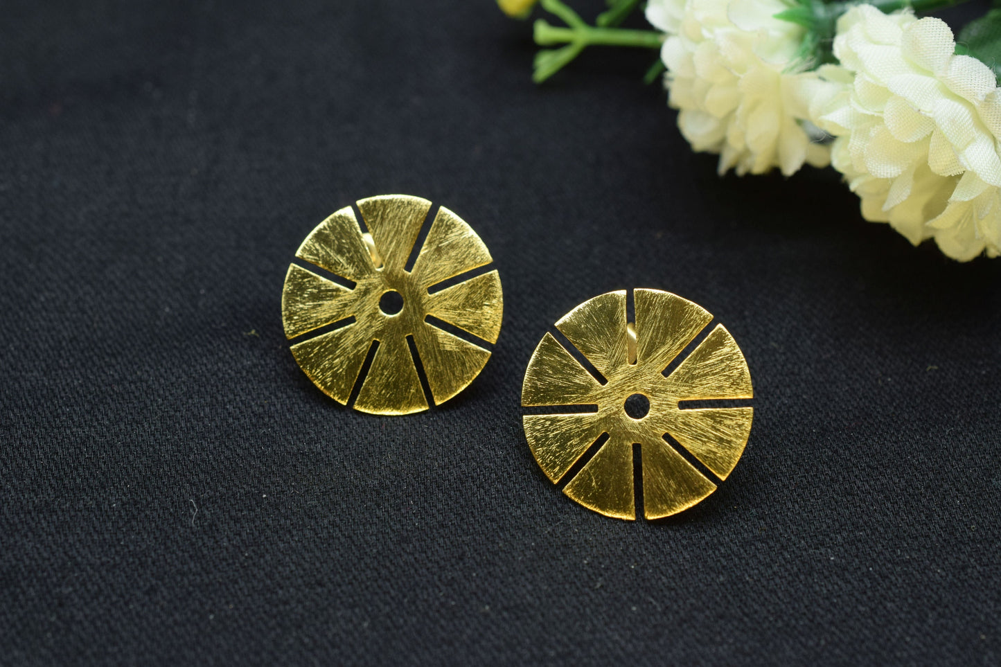 Gold plated brass earring post Studs,Coin shape earring connectors,Brass Earring charms,Earring findings jewelry,Round Earring connectors,
