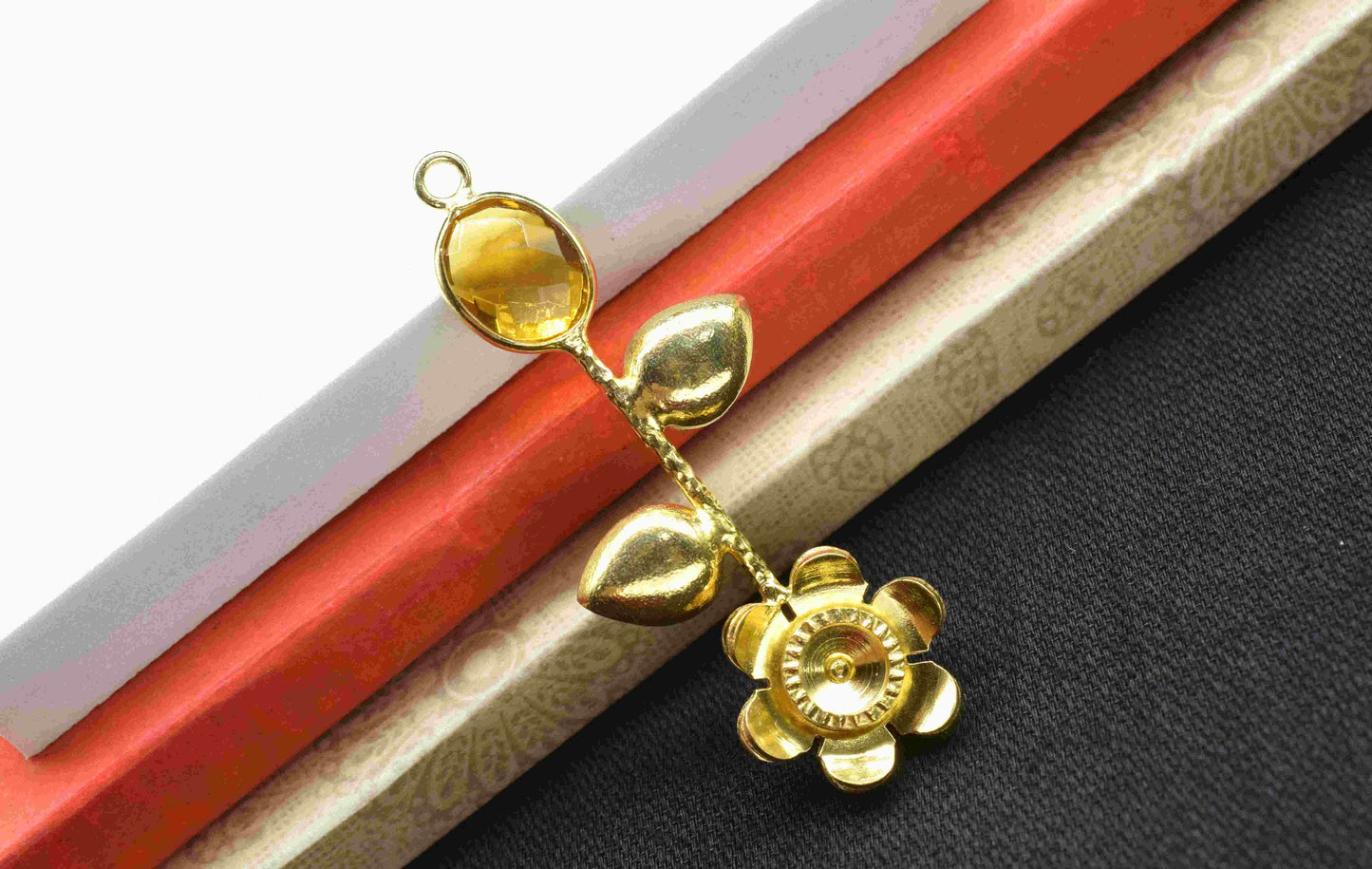 Citrine Gemstone Pendant , Citrine Handmade Pendant , Single Bail Gemstone  Connector, Gold Plated Gemstone Connectors , Summer Collection