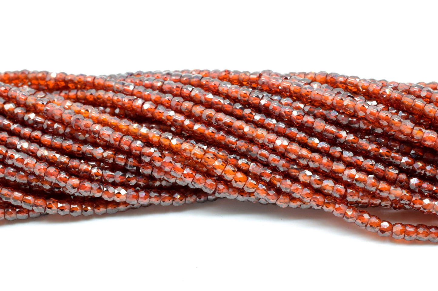 Red Garnet 3mm Faceted Rondelle Beads,AAA Quality Garnet Color Zircon Faceted Rondelle Bead,13" Long Red Color Zircon Faceted Rondelle Beads