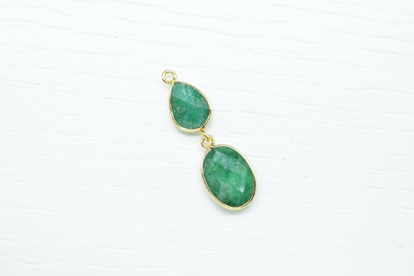 Emerald Dangle Component Earring,Handmade Bezel Jewelry,Multi Stone Jewelry,Earring Connector,Gemstone Bezel Link,Emerald pendant Connector