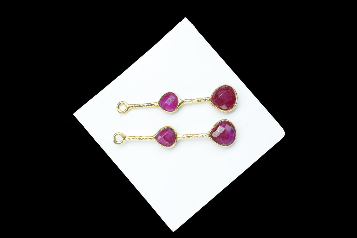 Ruby Gemstone Heart Shape Faceted Bezel Connector/Jewelry making Stone/Ruby Handmade Jewelry/Long Gemstone Pendant/Ruby Bezel Charm/Gift