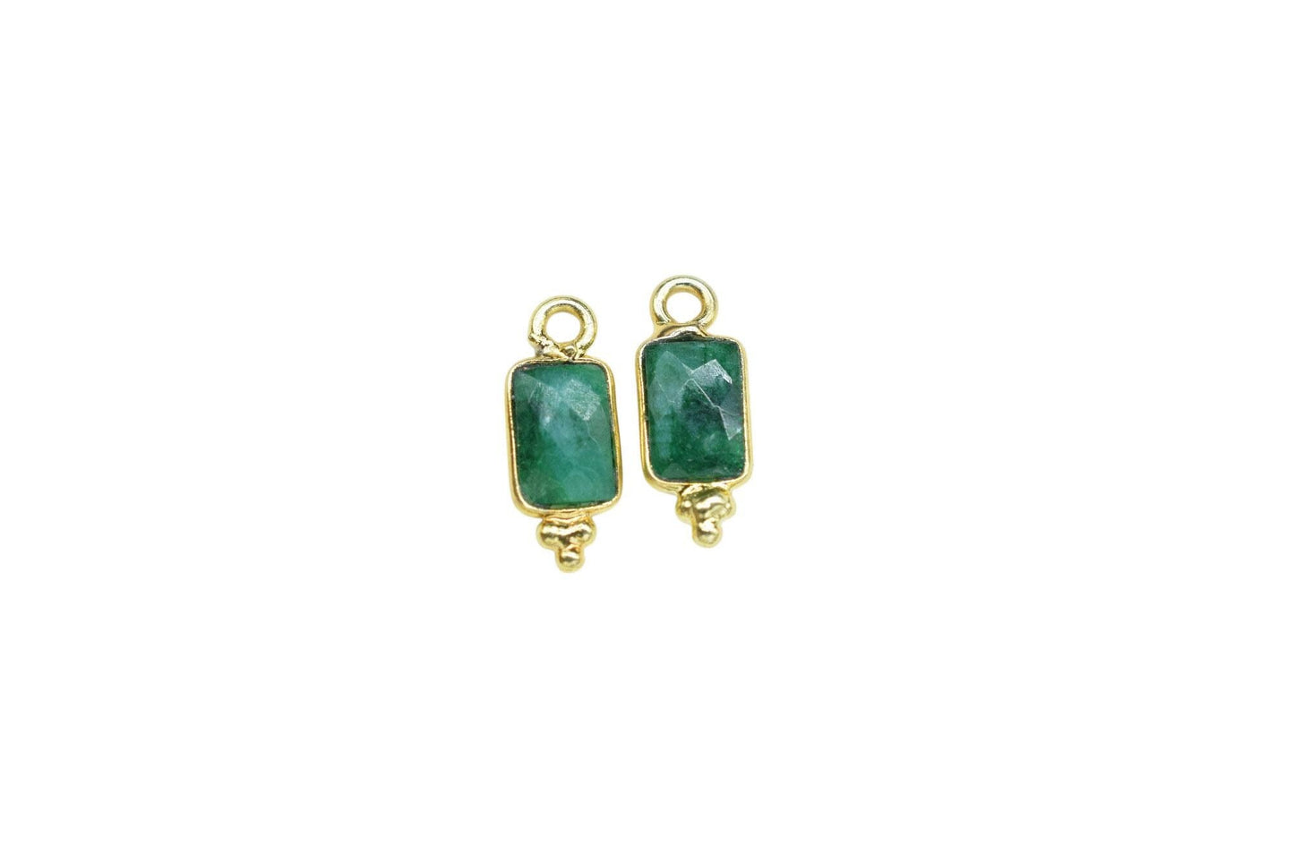 Gemstone Emerald Charms Pendant/Buguette Shape Pendant/Handmade Pendant/Tiny Pendant/Necklace Connector jewelry/Women Jewelry/B'day Gift