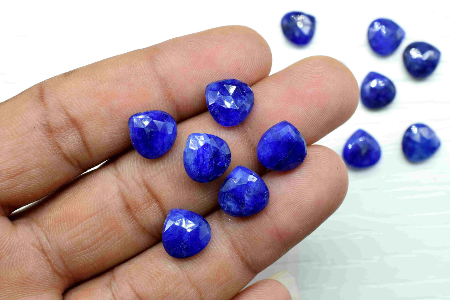 Blue Sapphire AAA Quality Faceted 10mm Heart Shape Briolettes,Blue Sapphire Faceted Heart Shape Beads Briolette,Jewelry Making Supplies,Gift