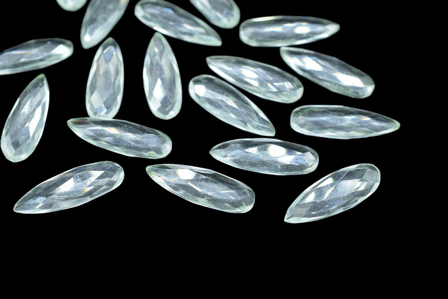 Matched Pairs,Crystal Quartz Long Pear Shape Briolettes,,Crystal 10x30mm Faceted Teardrop,Crystal Clear Quartz Briolettes,Natural Gemstone