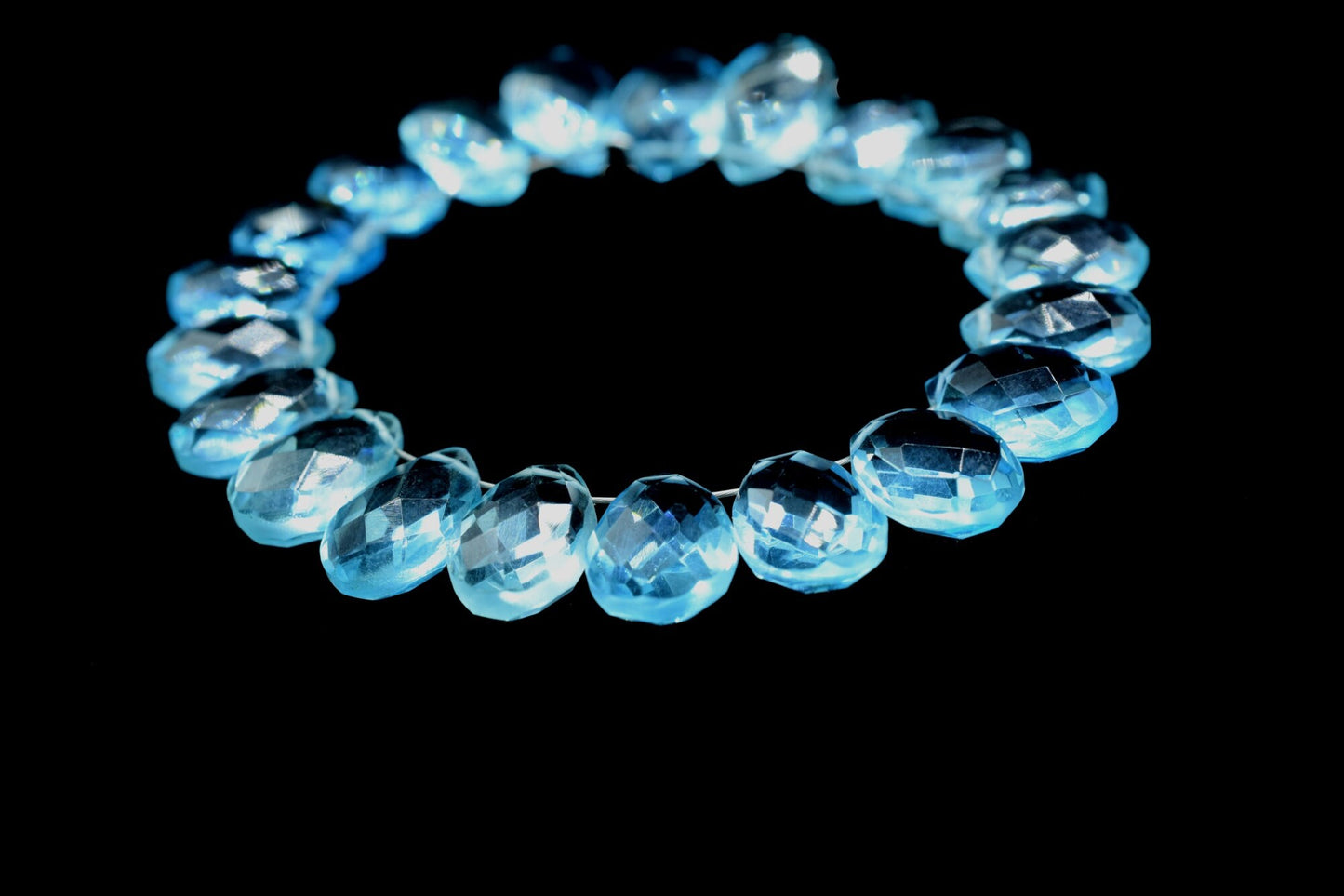 Sky Blue topaz Pear faceted Brioletes,8x12mm Pear Shape Briolettes Beads,9" Full Strand Sky Blue Topaz Beads,Finding Jewelry Supplies