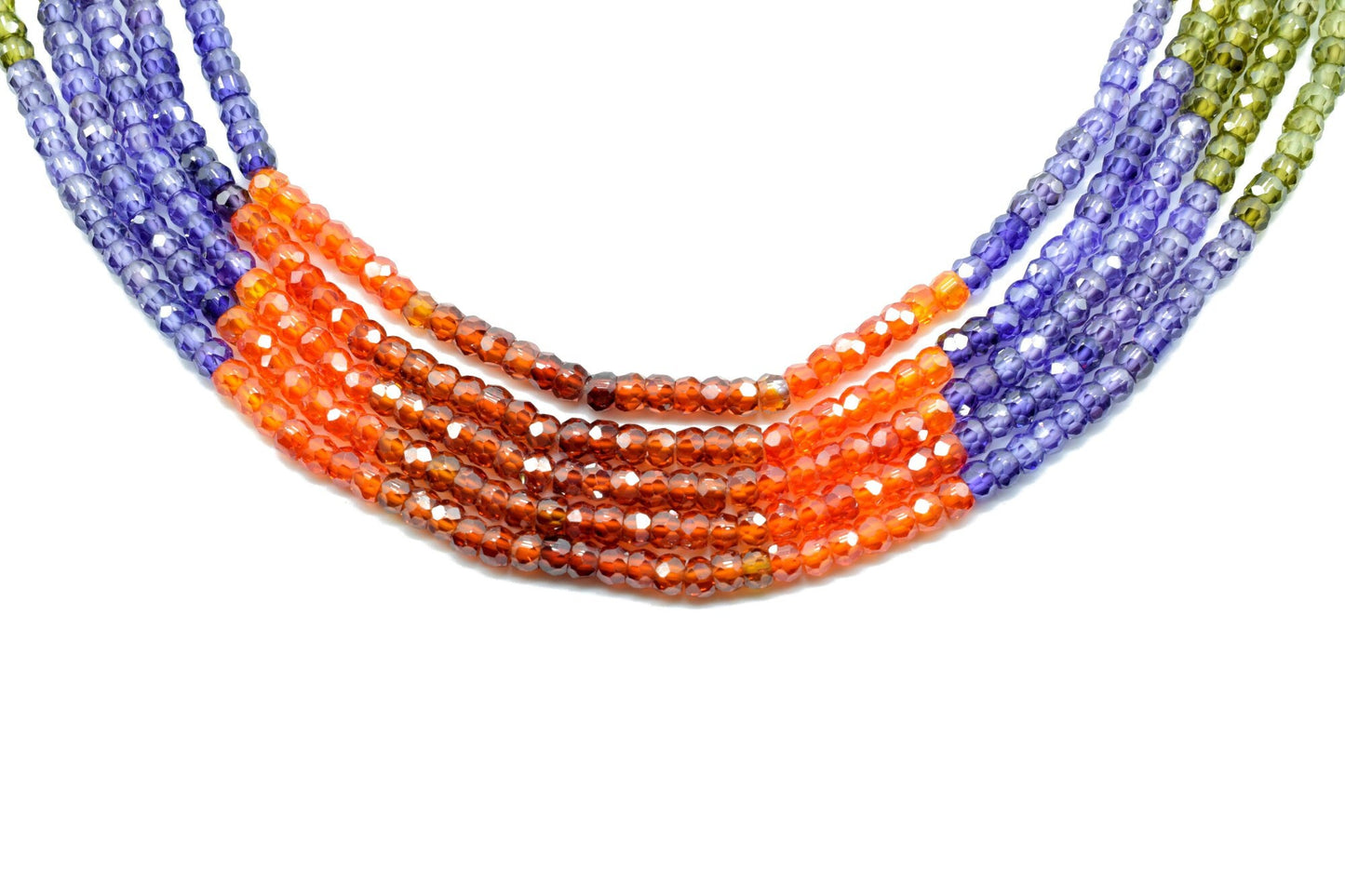 5 Strands AAA Quality Semi precious  3mm Faceted Rondelles Ready To Wear Necklace,Natural Cubic Zircon Beads Necklace Zirconia Faceted Beads